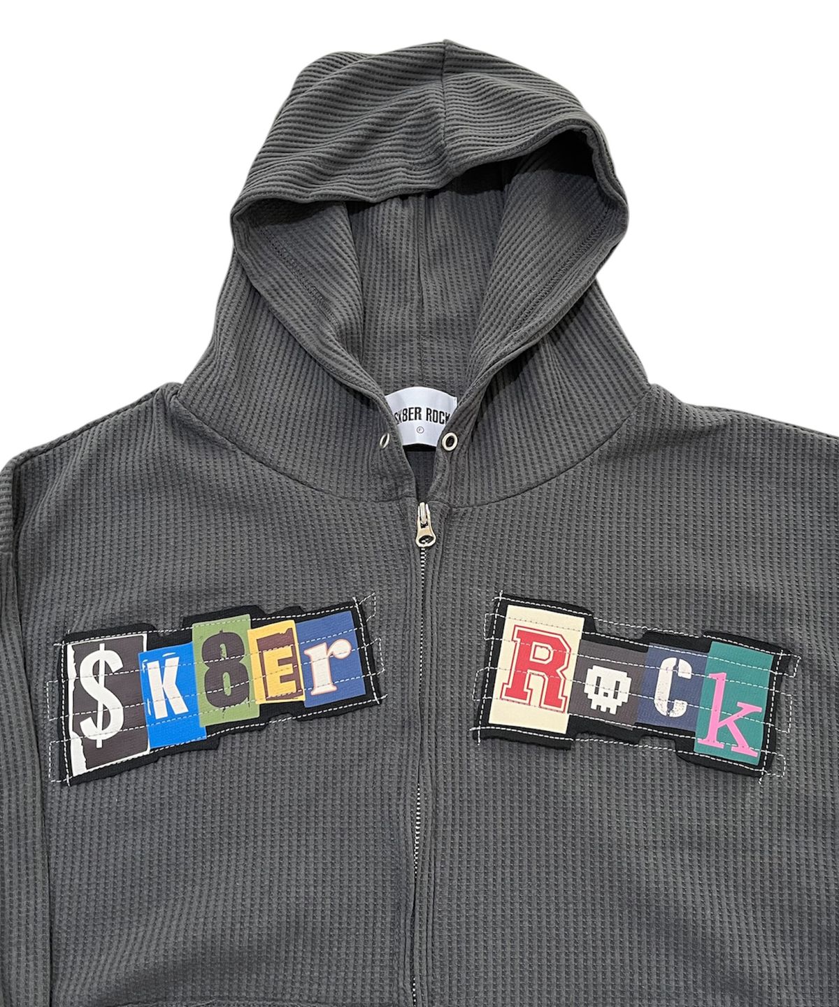 스케이터락(SK8ER ROCK) Collage Logo Waffle Hood Zip-Up (Charcoal)