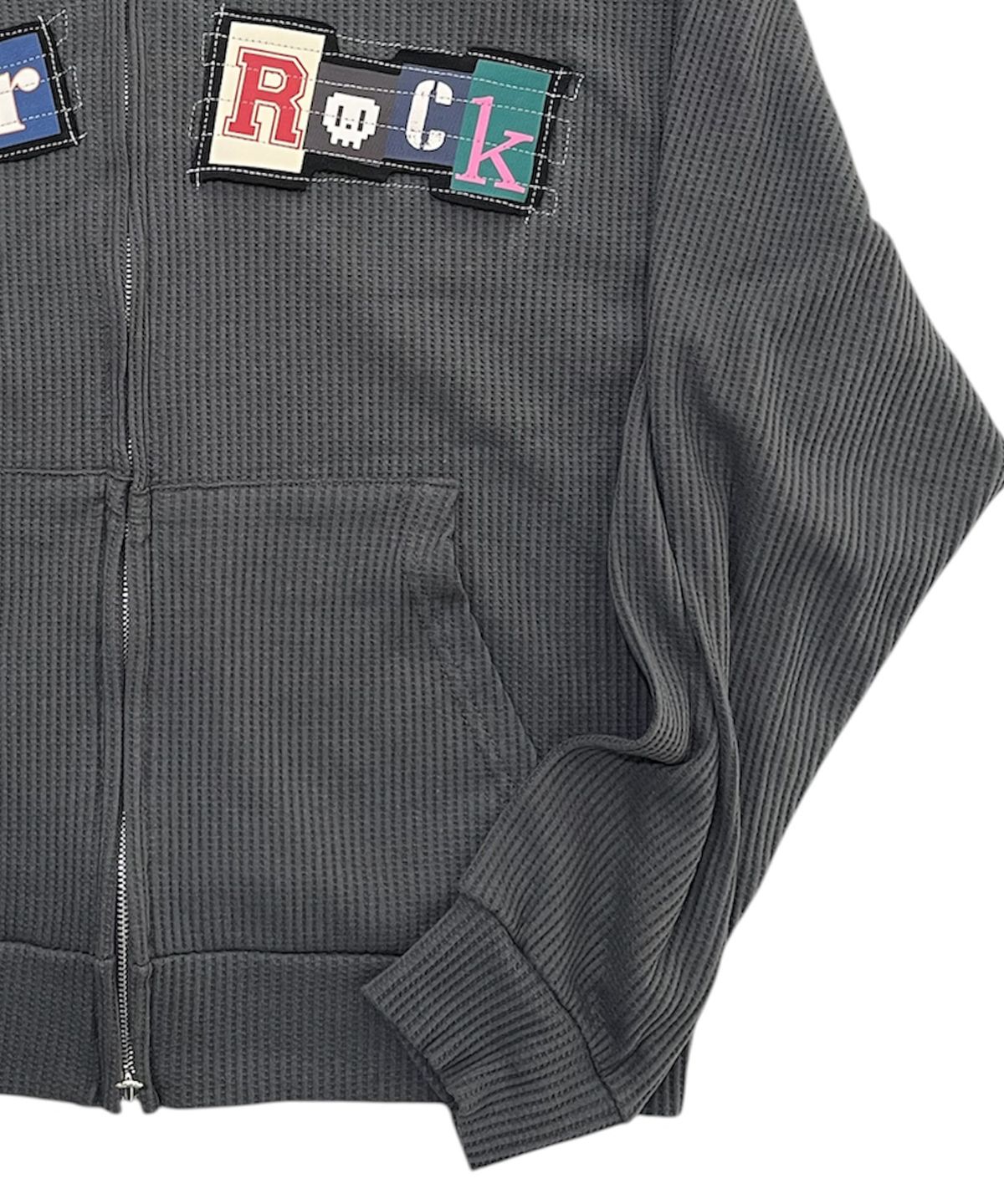 스케이터락(SK8ER ROCK) Collage Logo Waffle Hood Zip-Up (Charcoal)
