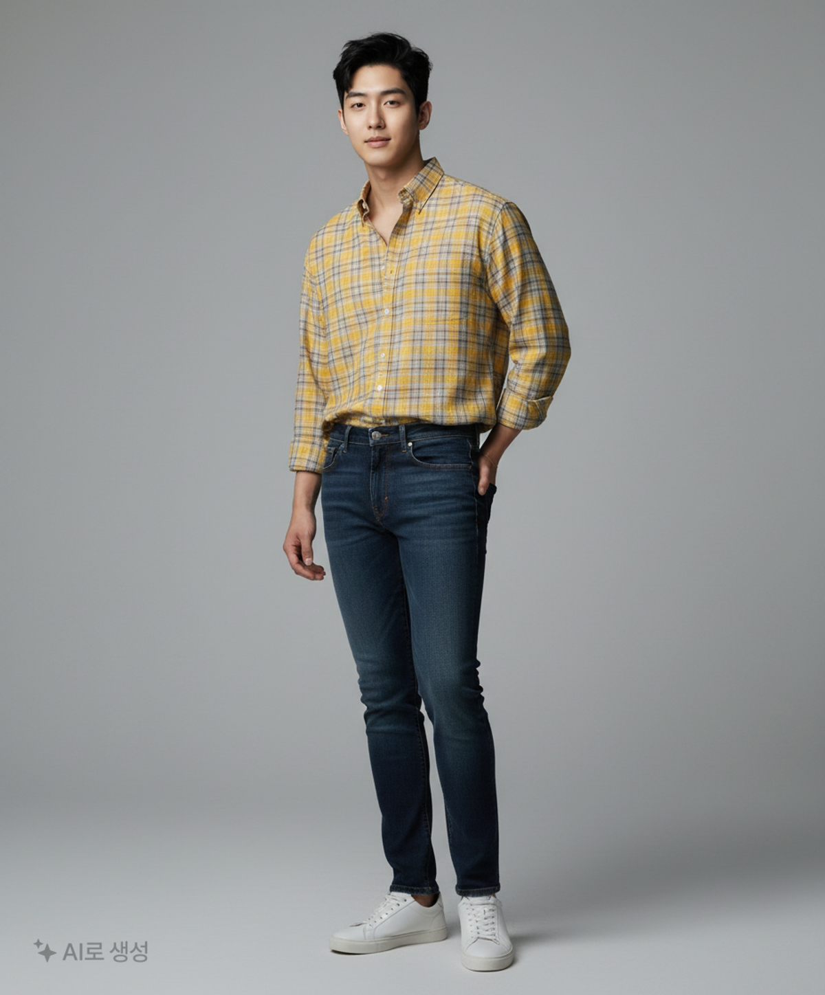 테이크이지(TAKEASY) 자이언트핏 타탄 체크셔츠 (옐로우) M