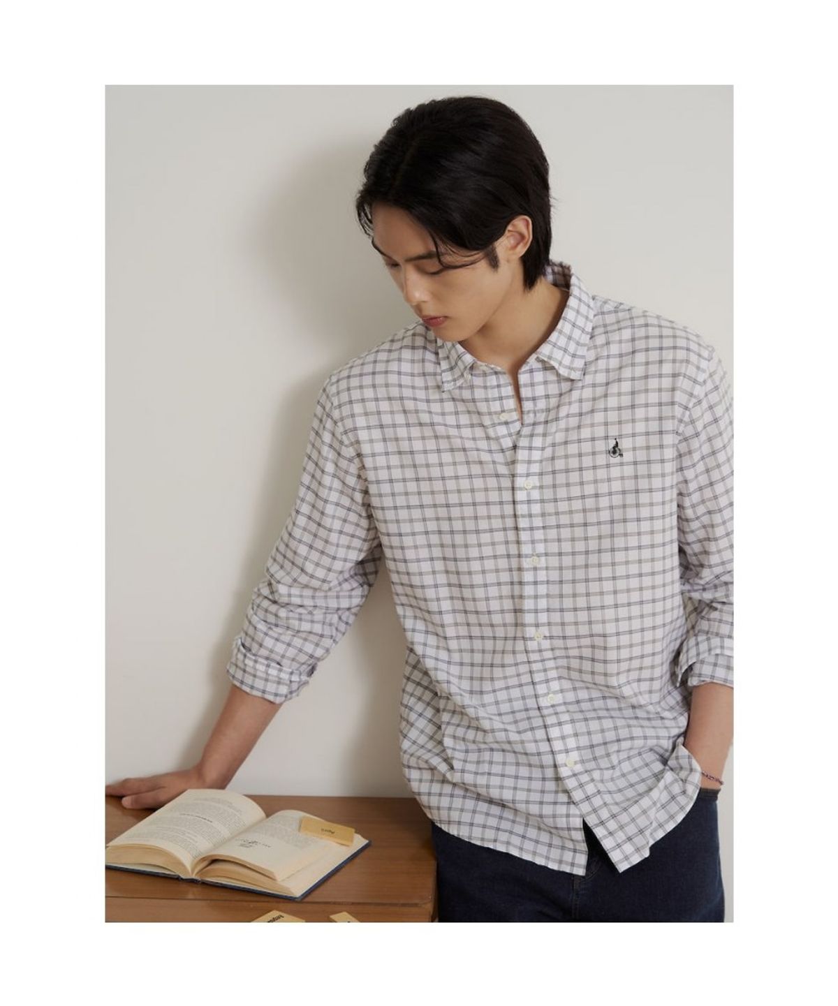 빈폴 멘(BEANPOLE MEN) 스몰 체크 셔츠 - 화이트