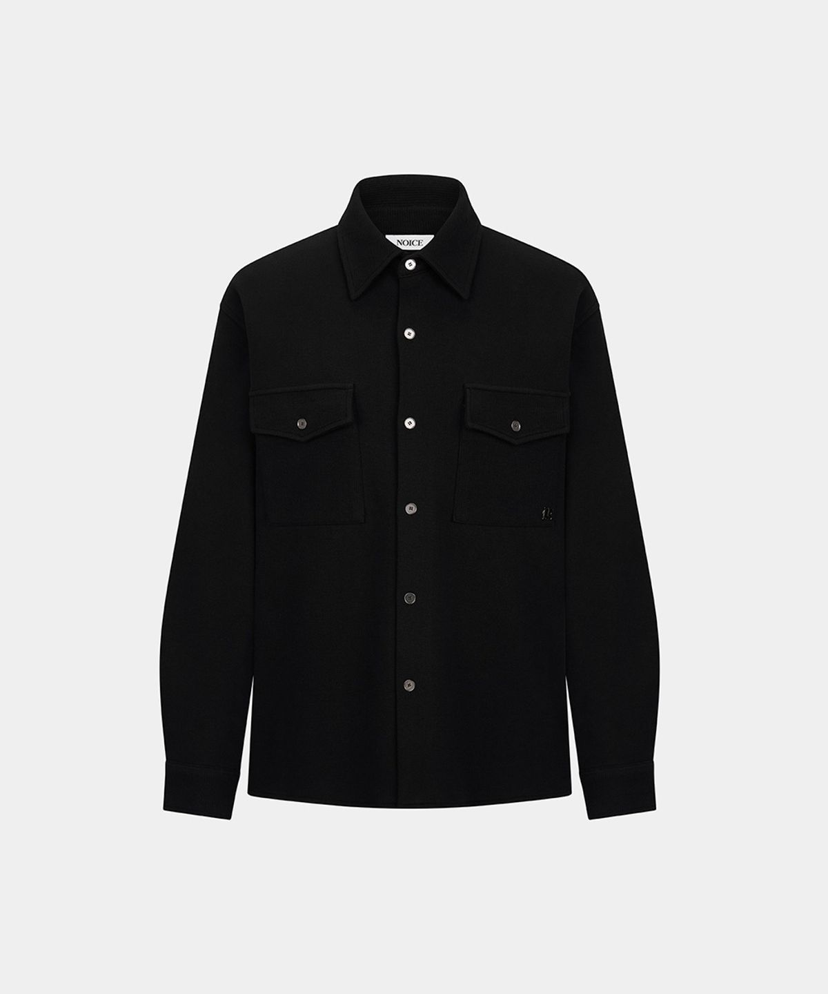 노이스(NOICE) PIQUE LOGO FLAP POCKET SHIRT - BLACK