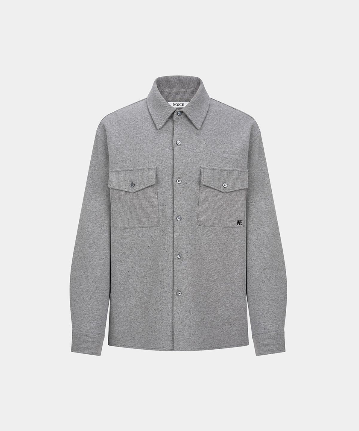 노이스(NOICE) PIQUE LOGO FLAP POCKET SHIRT - MELANGE GREY