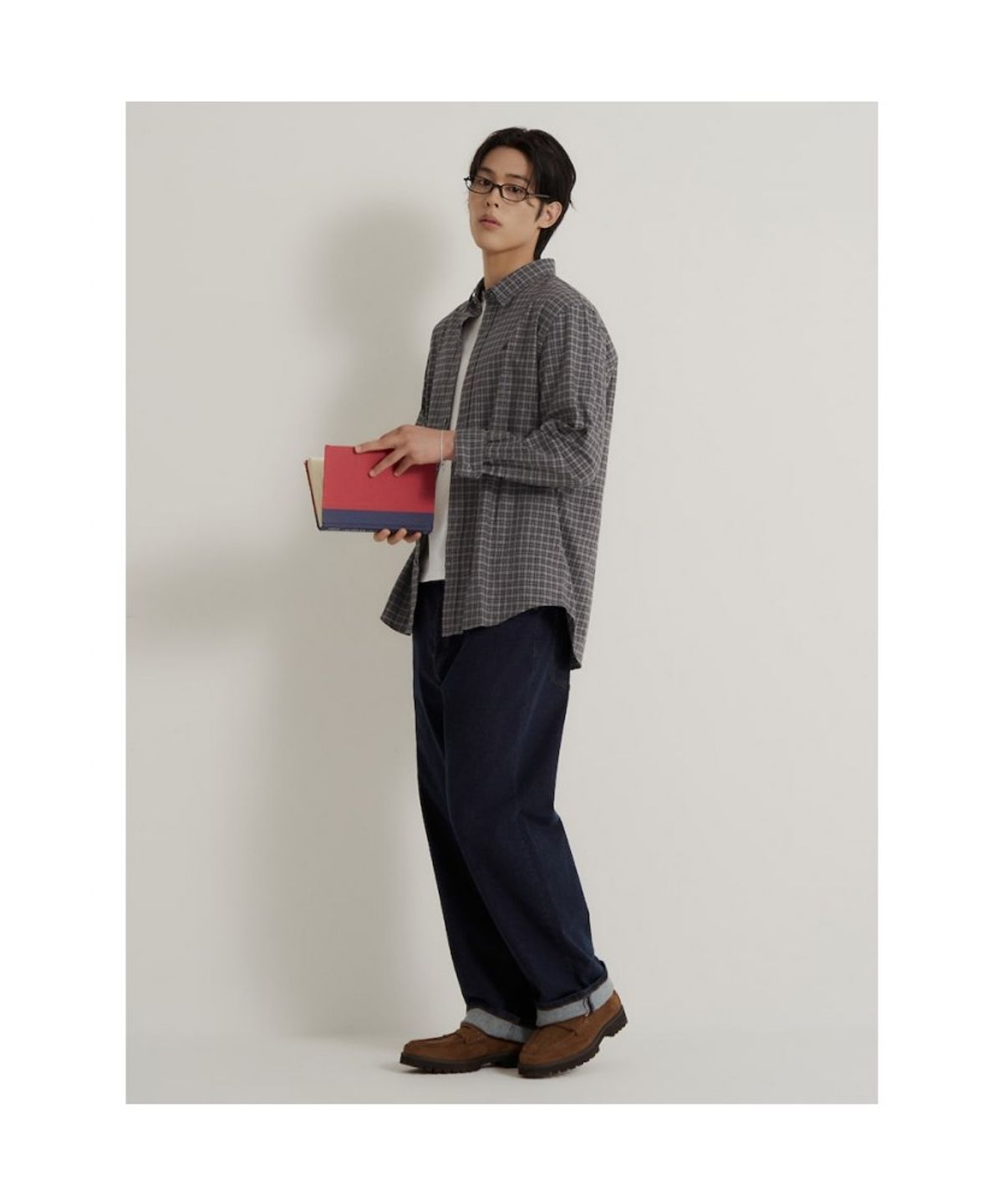 빈폴 멘(BEANPOLE MEN) 미니 헤릿 체크 셔츠 - 브라운