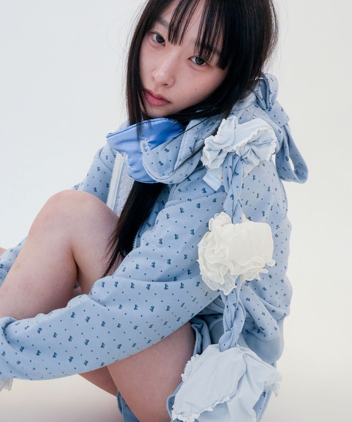 판영(FANYOUNG) RIBBON HOODED ZIPUP BLUE