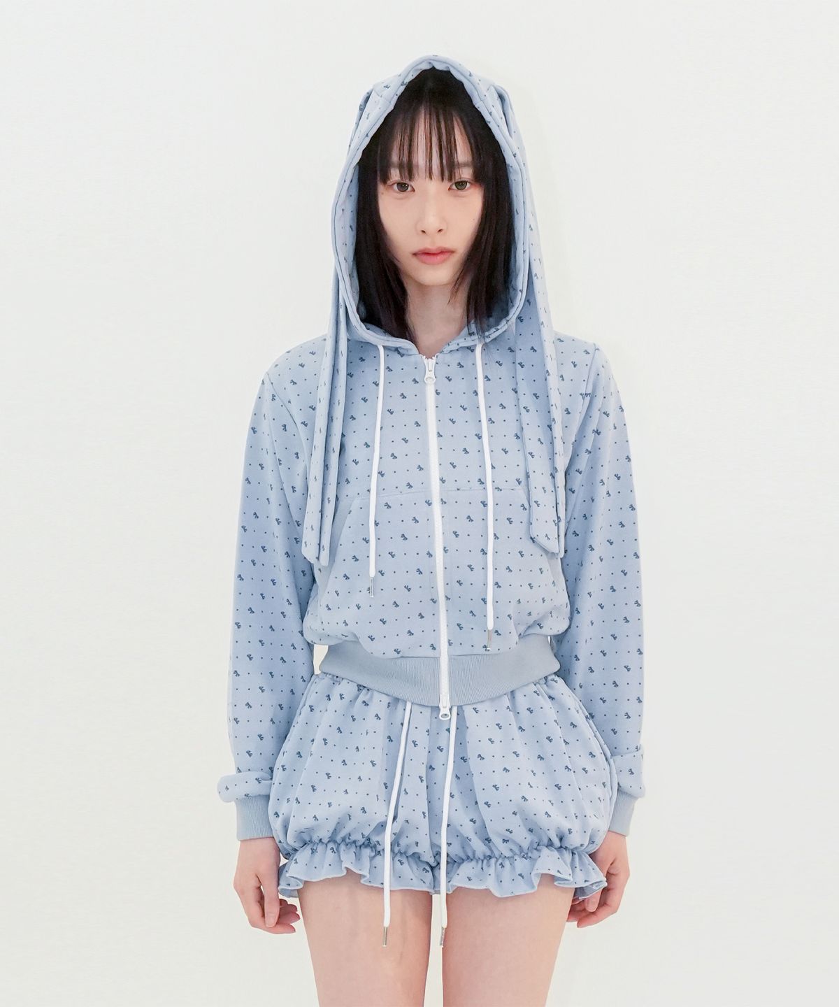 판영(FANYOUNG) RIBBON HOODED ZIPUP BLUE