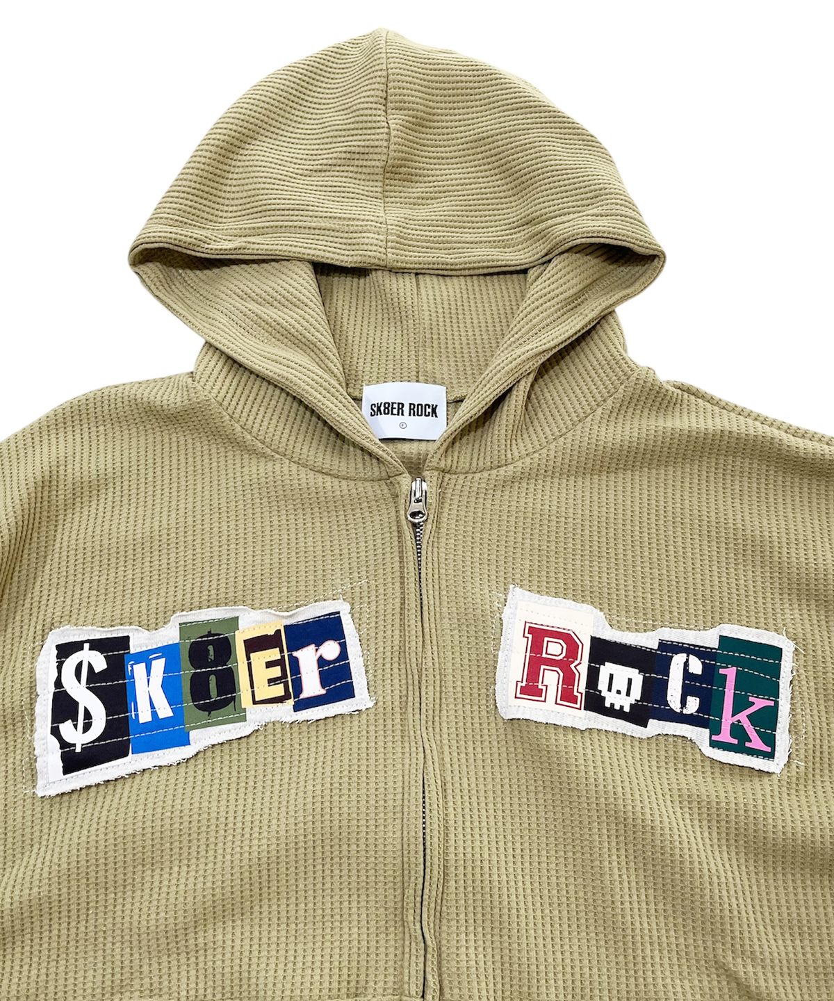스케이터락(SK8ER ROCK) Collage Logo Waffle Hood Zip-Up (Sand)