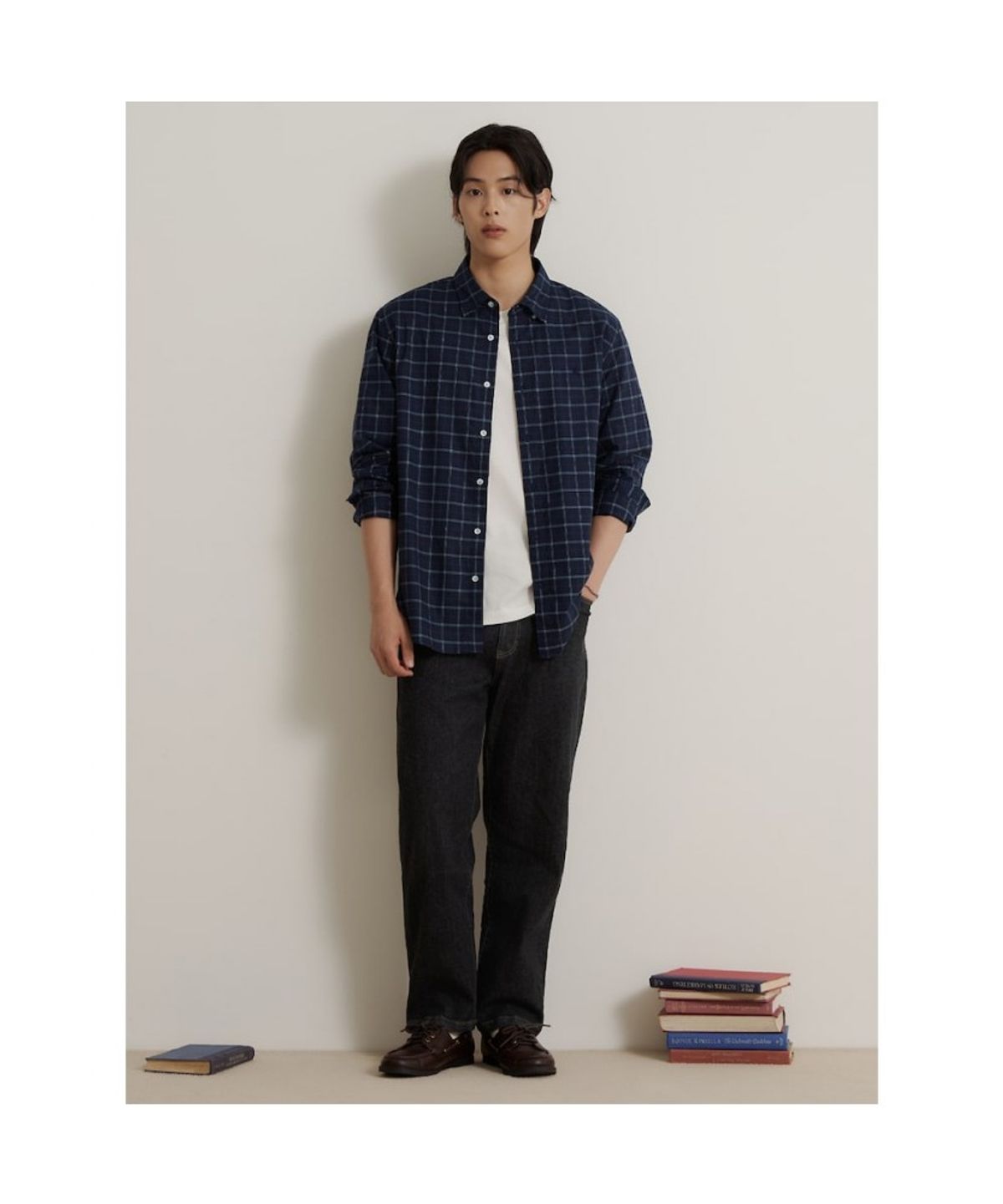 빈폴 멘(BEANPOLE MEN) 스몰 체크 셔츠 - 네이비