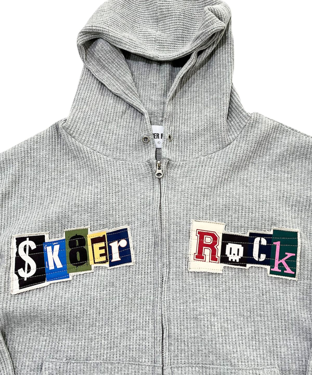 스케이터락(SK8ER ROCK) Collage Logo Waffle Hood Zip-Up (Melange gray)
