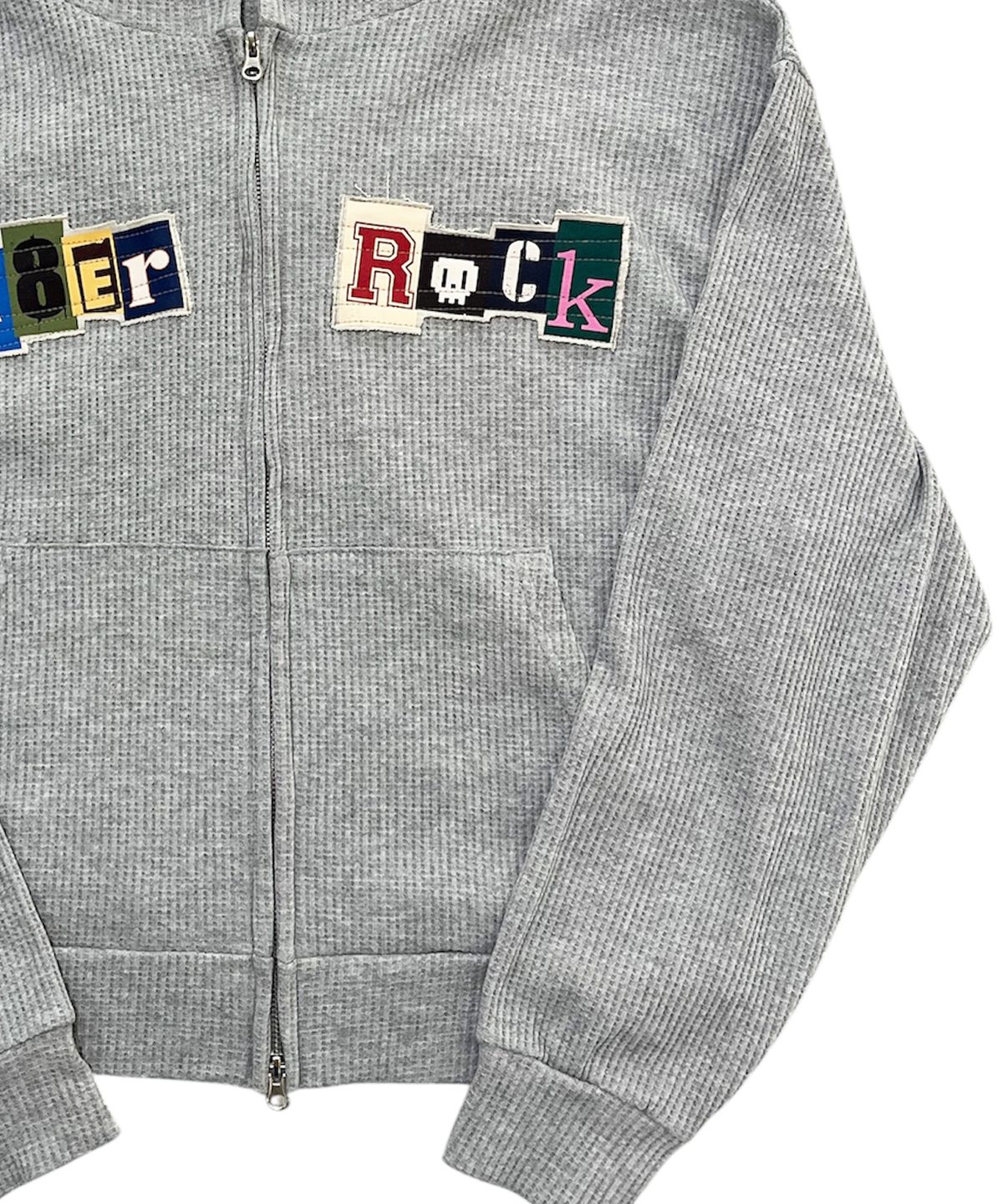 스케이터락(SK8ER ROCK) Collage Logo Waffle Hood Zip-Up (Melange gray)