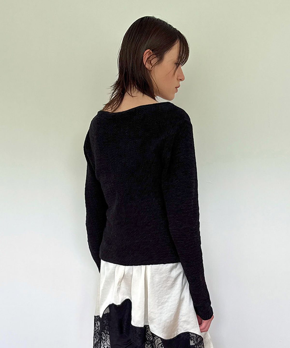 다이애그널(DIAGONAL) BOUCLE KNIT JACKET (black)