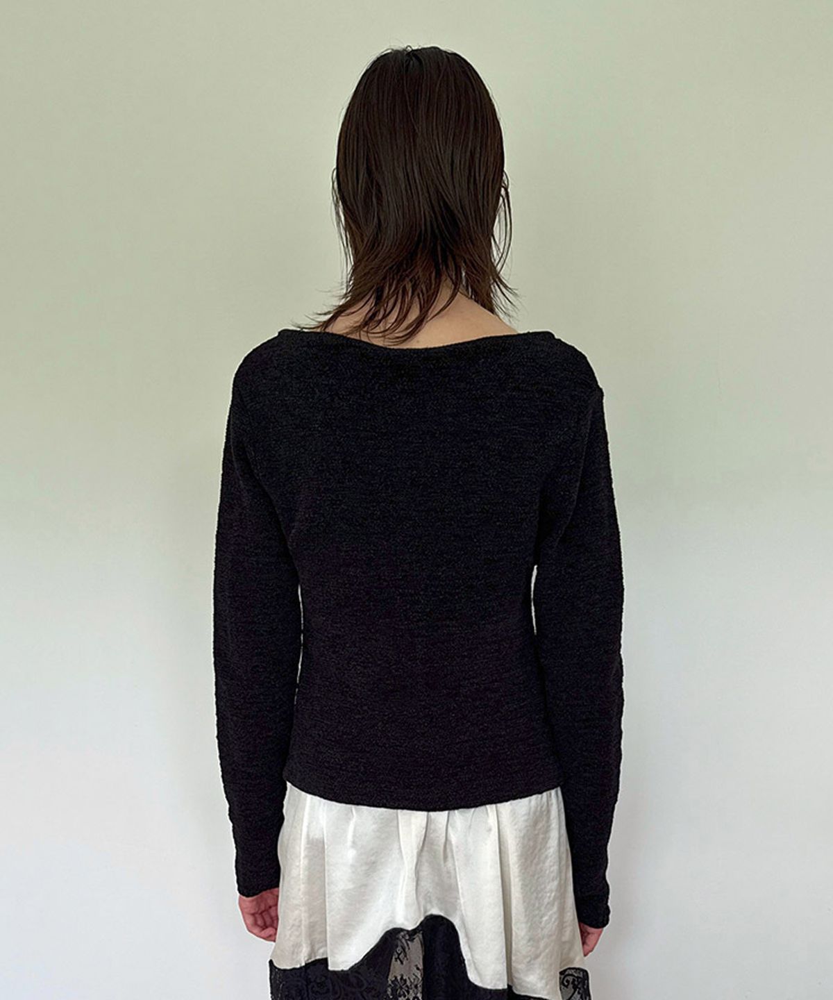 다이애그널(DIAGONAL) BOUCLE KNIT JACKET (black)