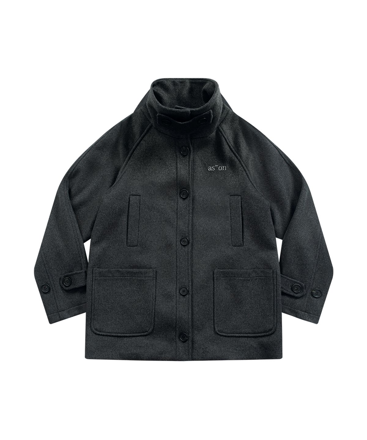 애즈온(ASON) MARLOW HIGH NECK COAT / CHARCOAL