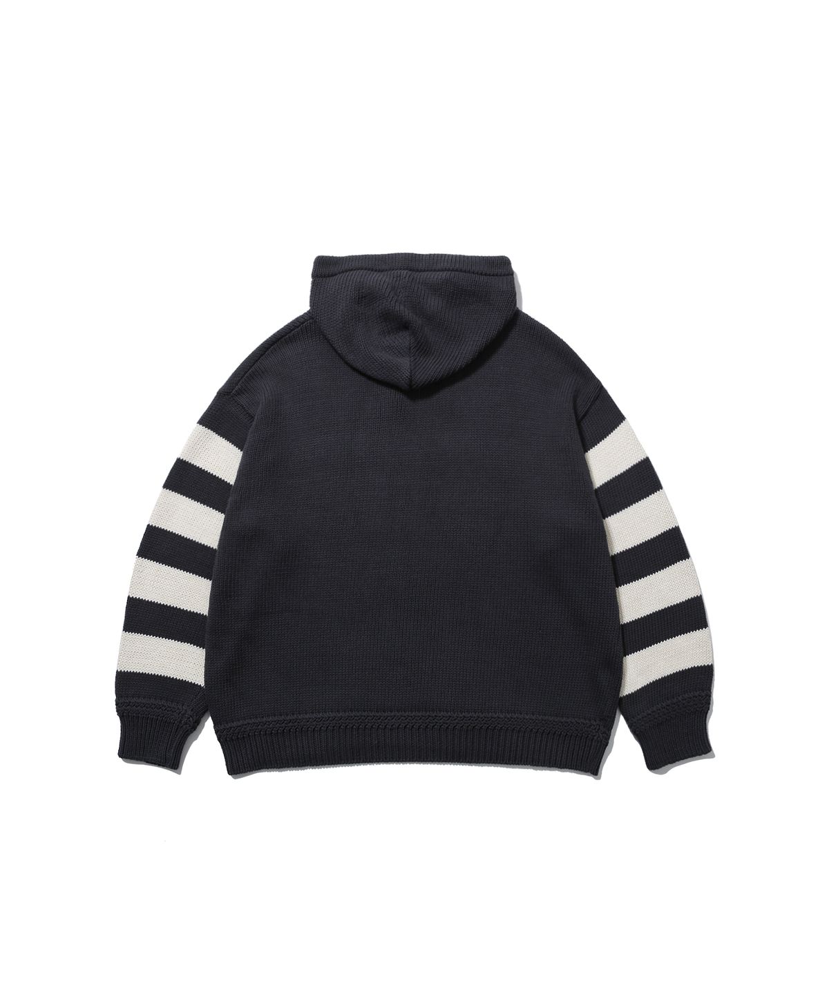 앵글런(ANGLAN) Striped Knit Hoodie - Charcoal