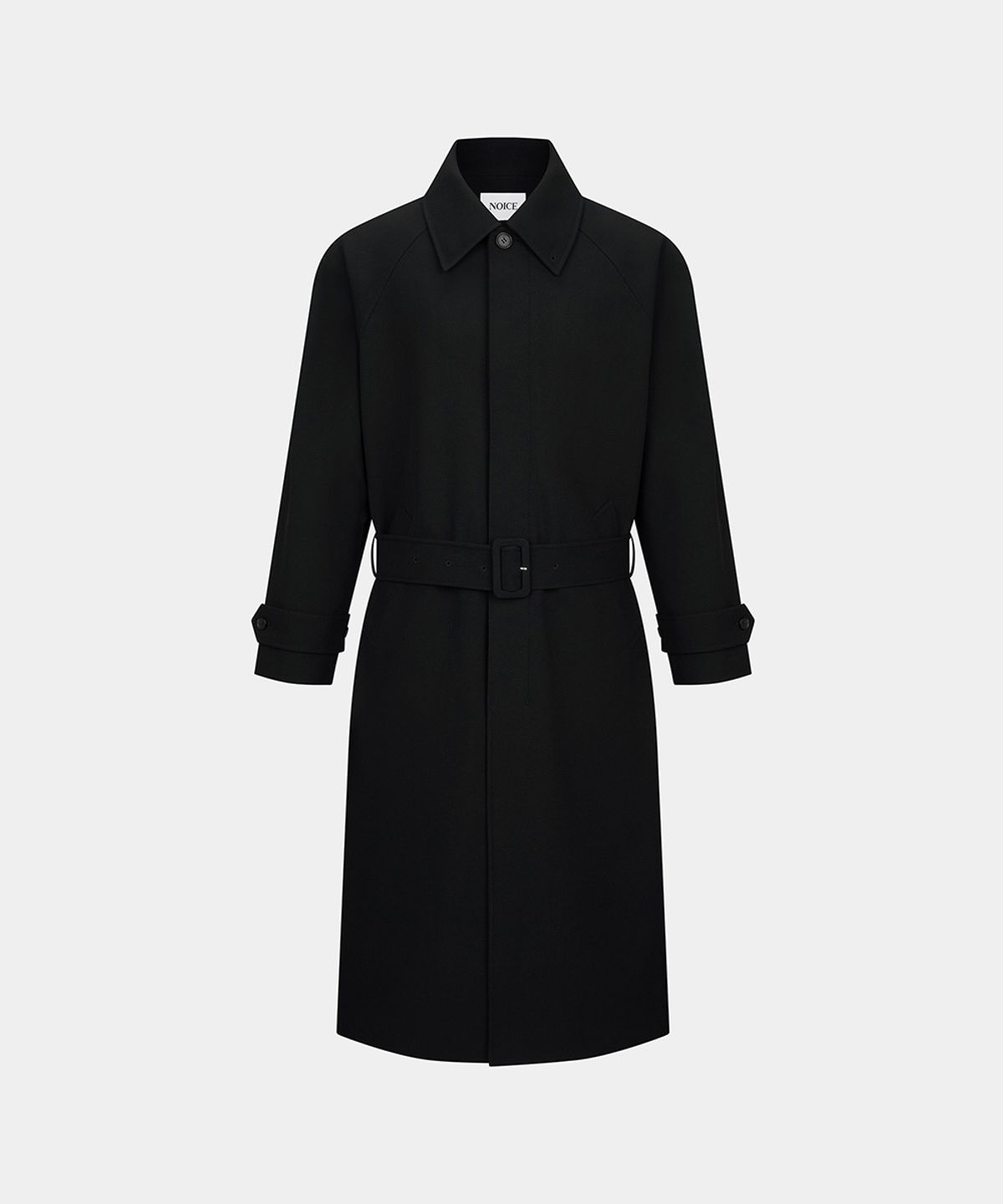 노이스(NOICE) (UNI) BELTED SINGLE BALMACAAN COAT - BLACK