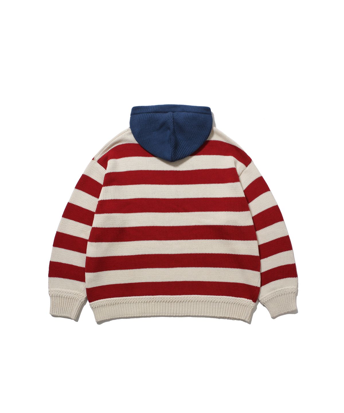 앵글런(ANGLAN) Striped Knit Hoodie - Red
