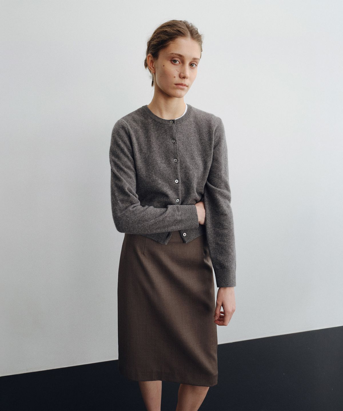 로트(LOTE) Cashmere Wool Crew Cardigan_4 Color