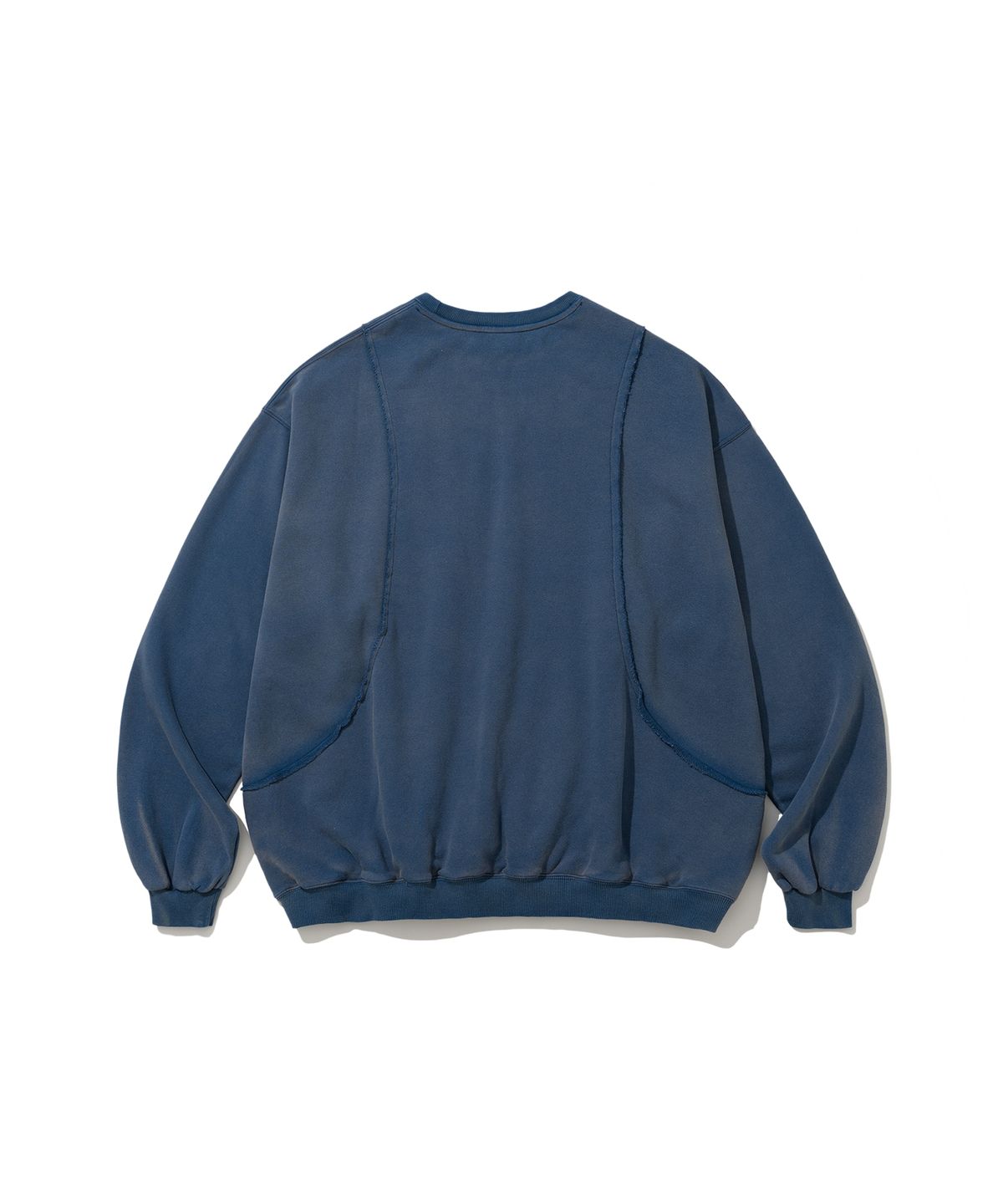 앵글런(ANGLAN) Curved Panel Washed Sweat Shirt - Blue