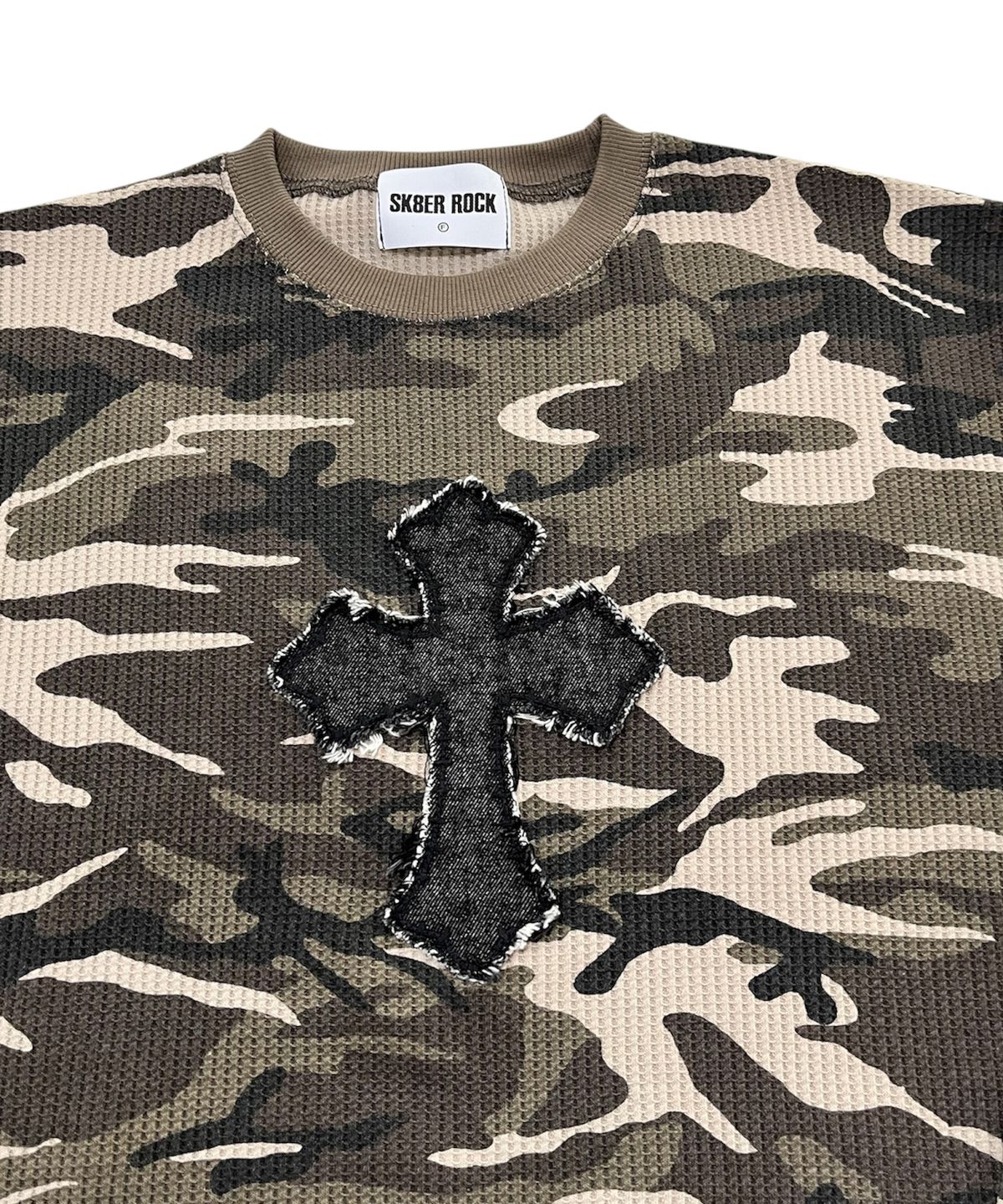 스케이터락(SK8ER ROCK) Cross Camouflage Waffle T-Shirt (Beige)
