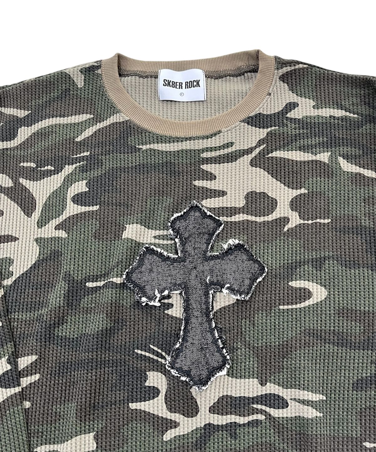 스케이터락(SK8ER ROCK) Cross Camouflage Waffle T-Shirt (Khaki)
