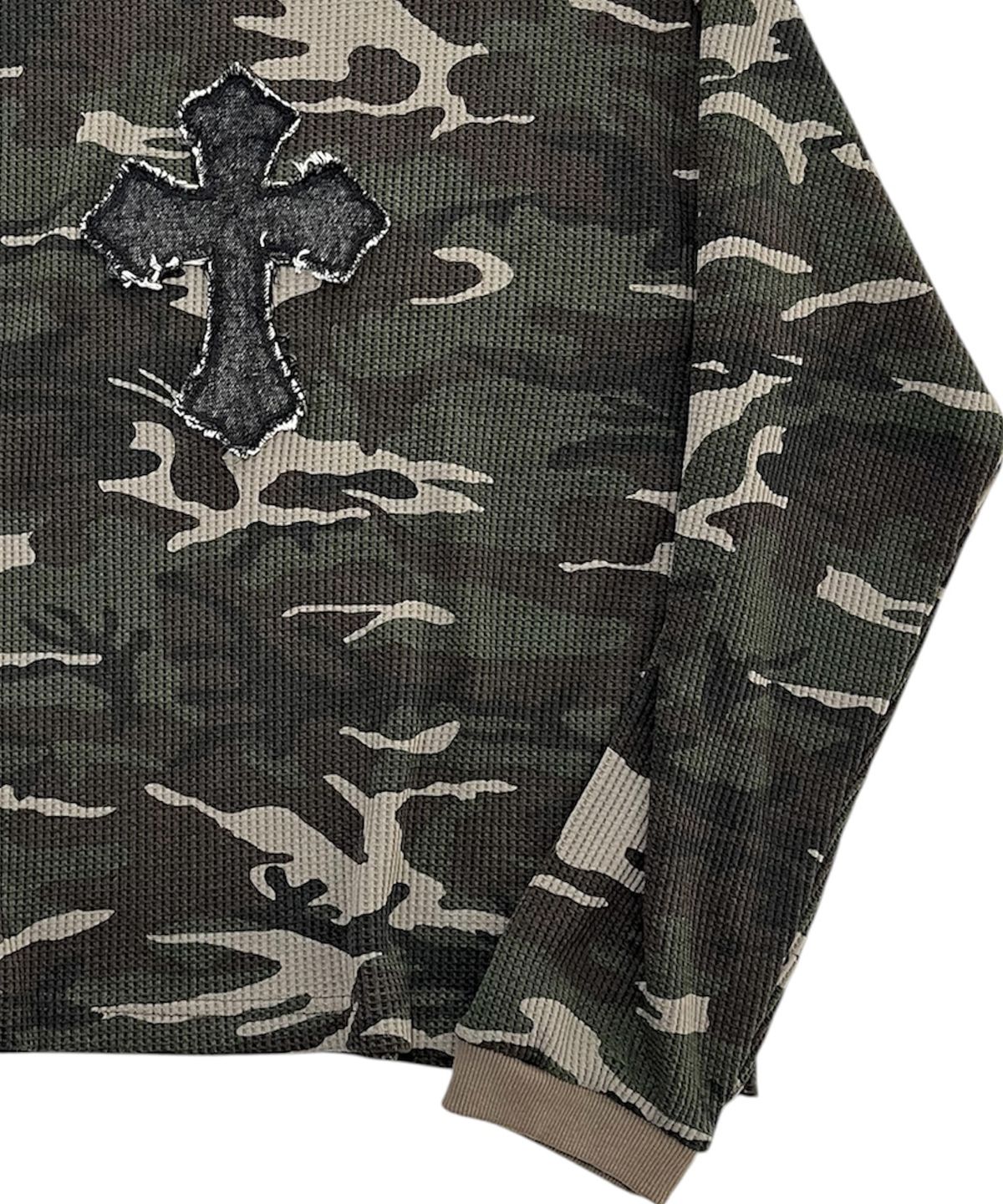 스케이터락(SK8ER ROCK) Cross Camouflage Waffle T-Shirt (Khaki)