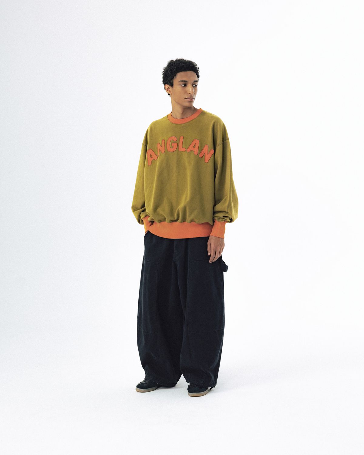 앵글런(ANGLAN) Double Knee Work Balloon Pants - Black