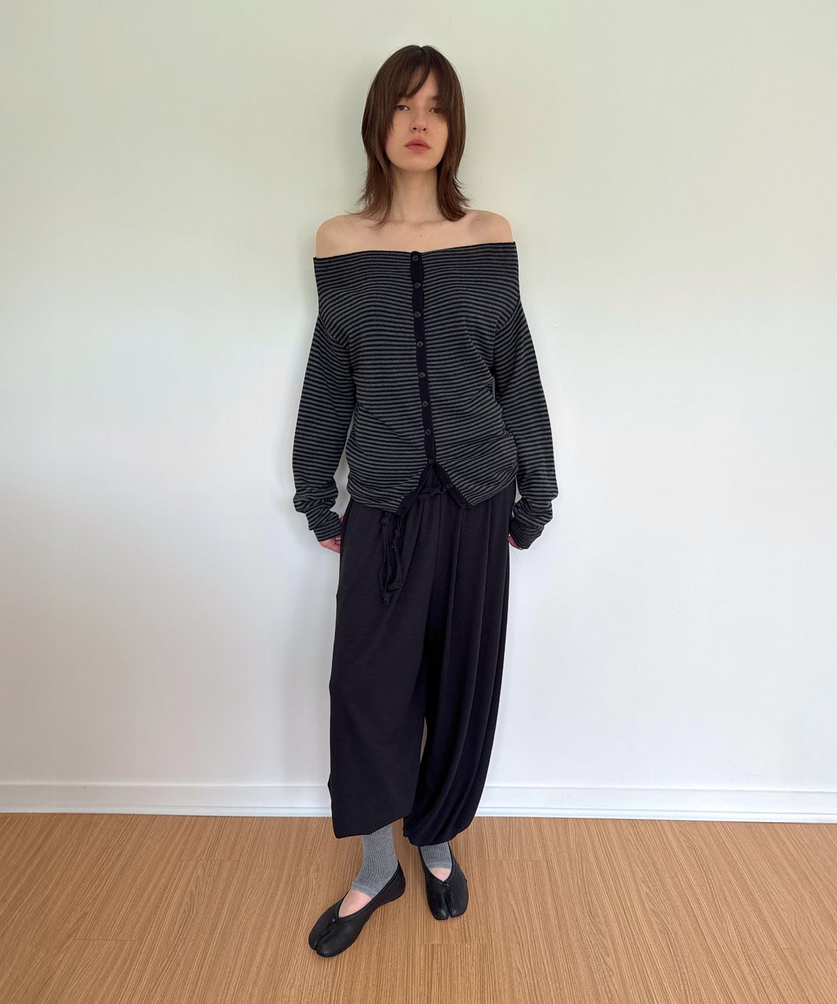 다이애그널(DIAGONAL) LACE KNOT BELT PANTS (black)