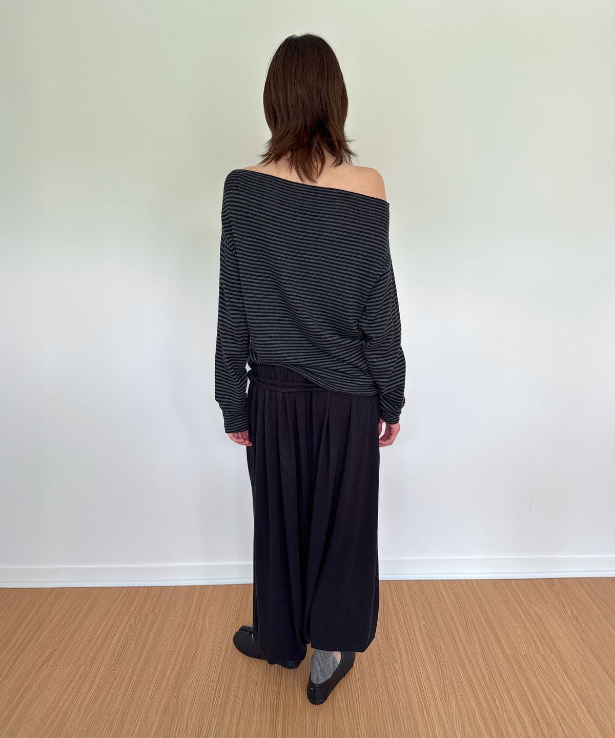 다이애그널(DIAGONAL) LACE KNOT BELT PANTS (black)