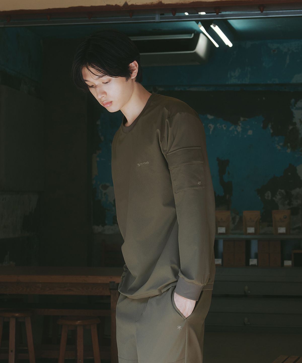 스노우피크 어패럴(SNOWPEAK APPAREL) 라고 맨투맨 (S26FMTHT32) Tan Gray