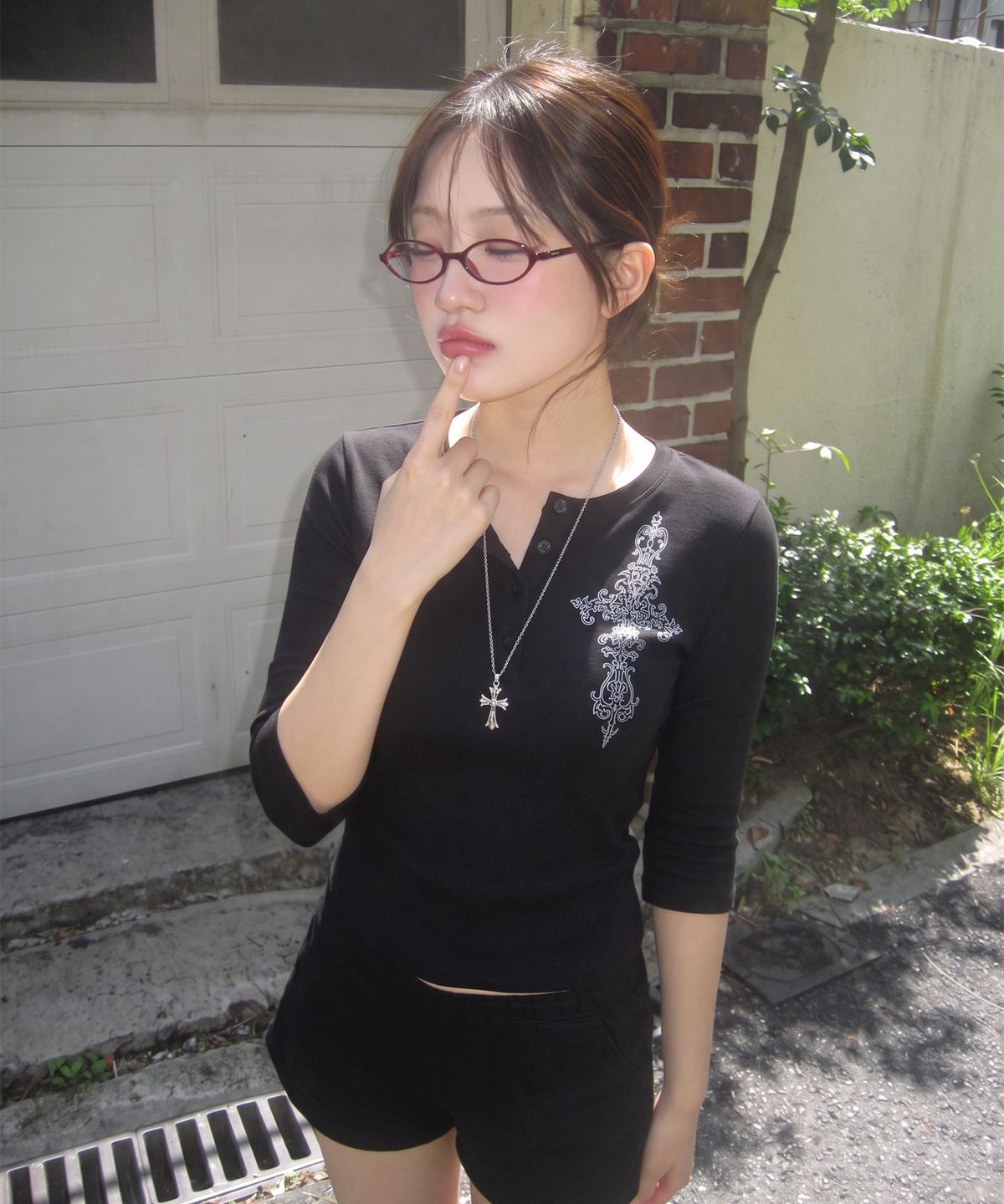 그레이버(GRAVER) [UNISEX]SIM CROSS 헨리넥 롱슬리브 티셔츠_3color