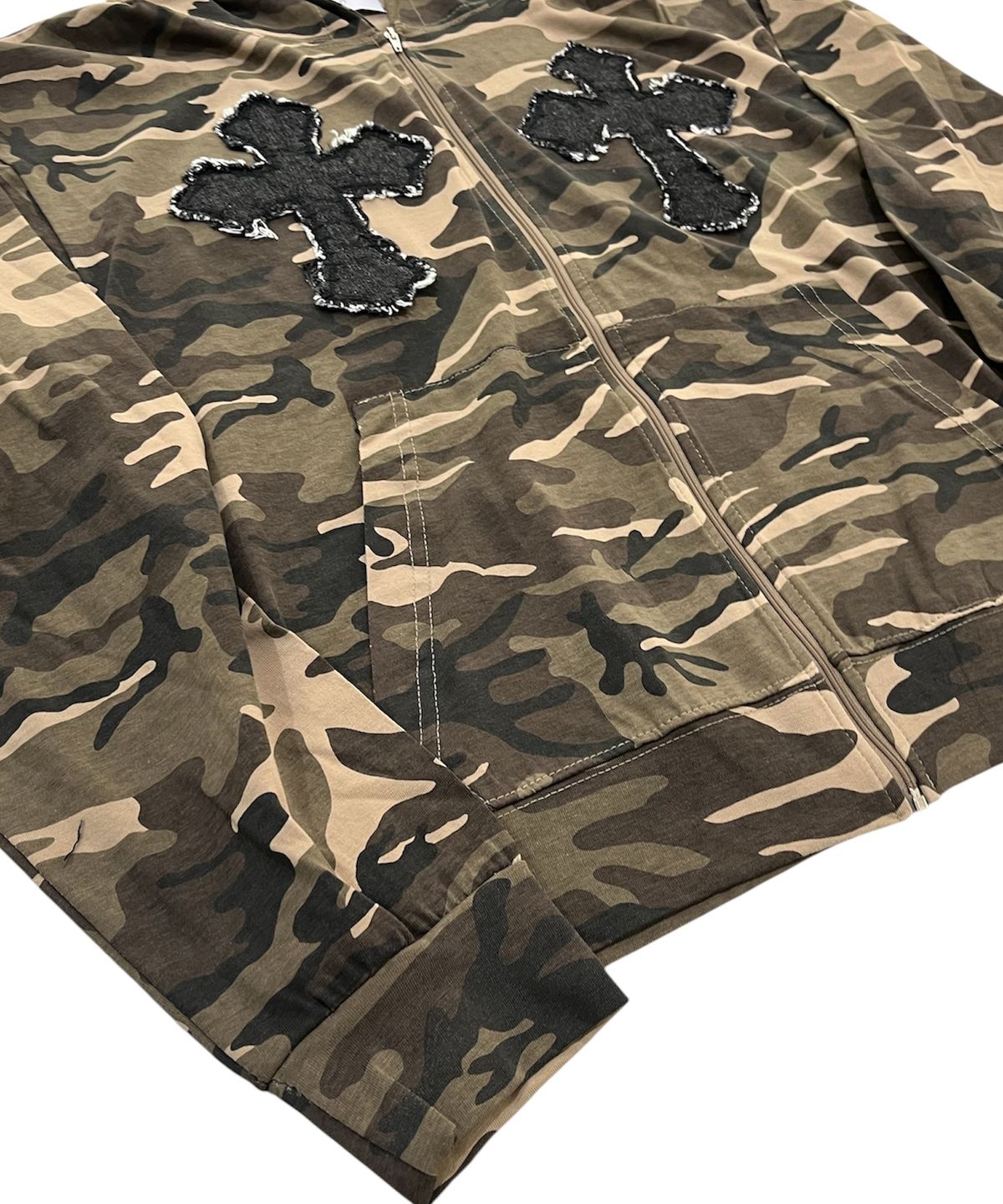 스케이터락(SK8ER ROCK) Cross Camouflage Hood Zip-Up (beige)