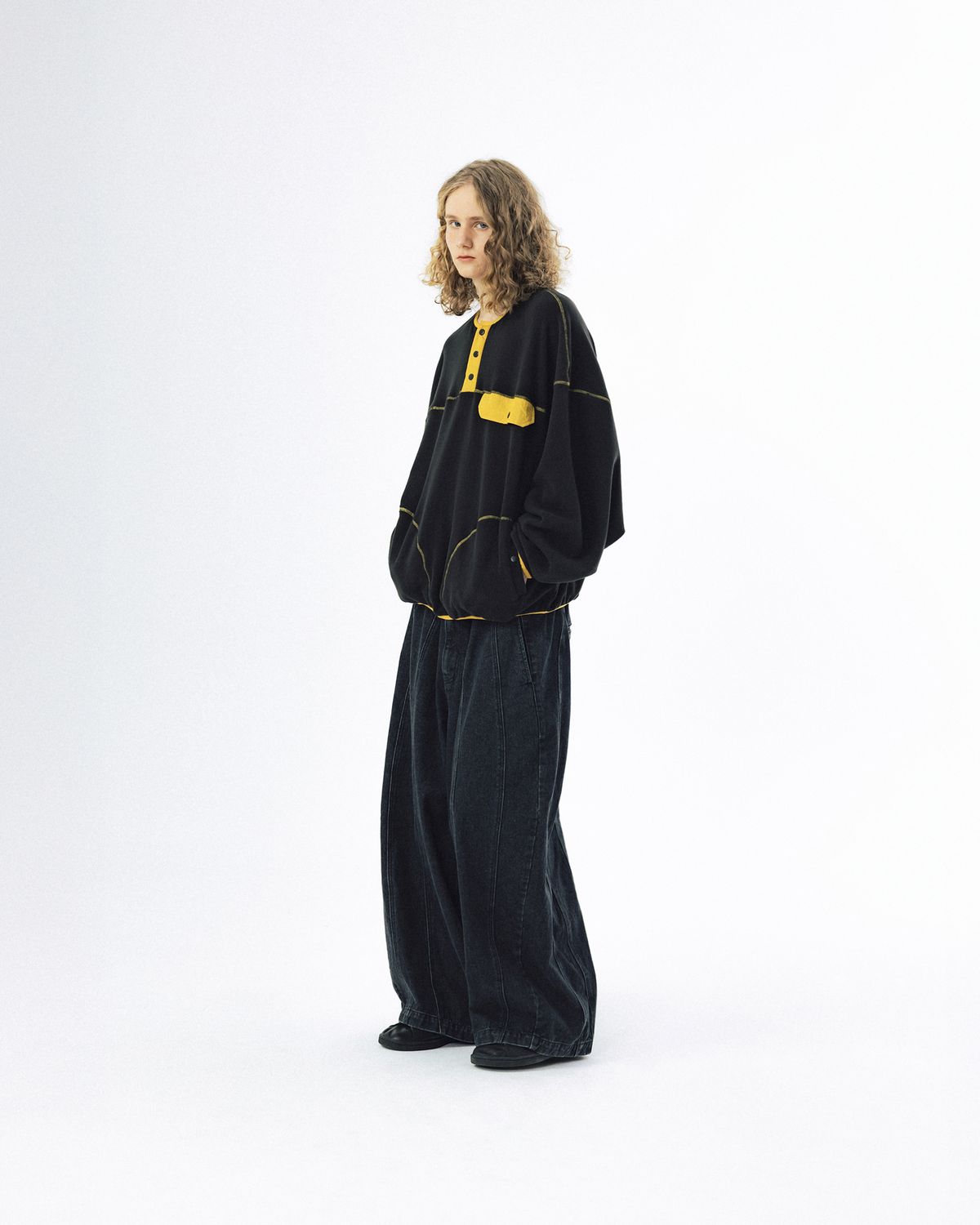 앵글런(ANGLAN) Balloon Iconic Denim Pants - Washed Black