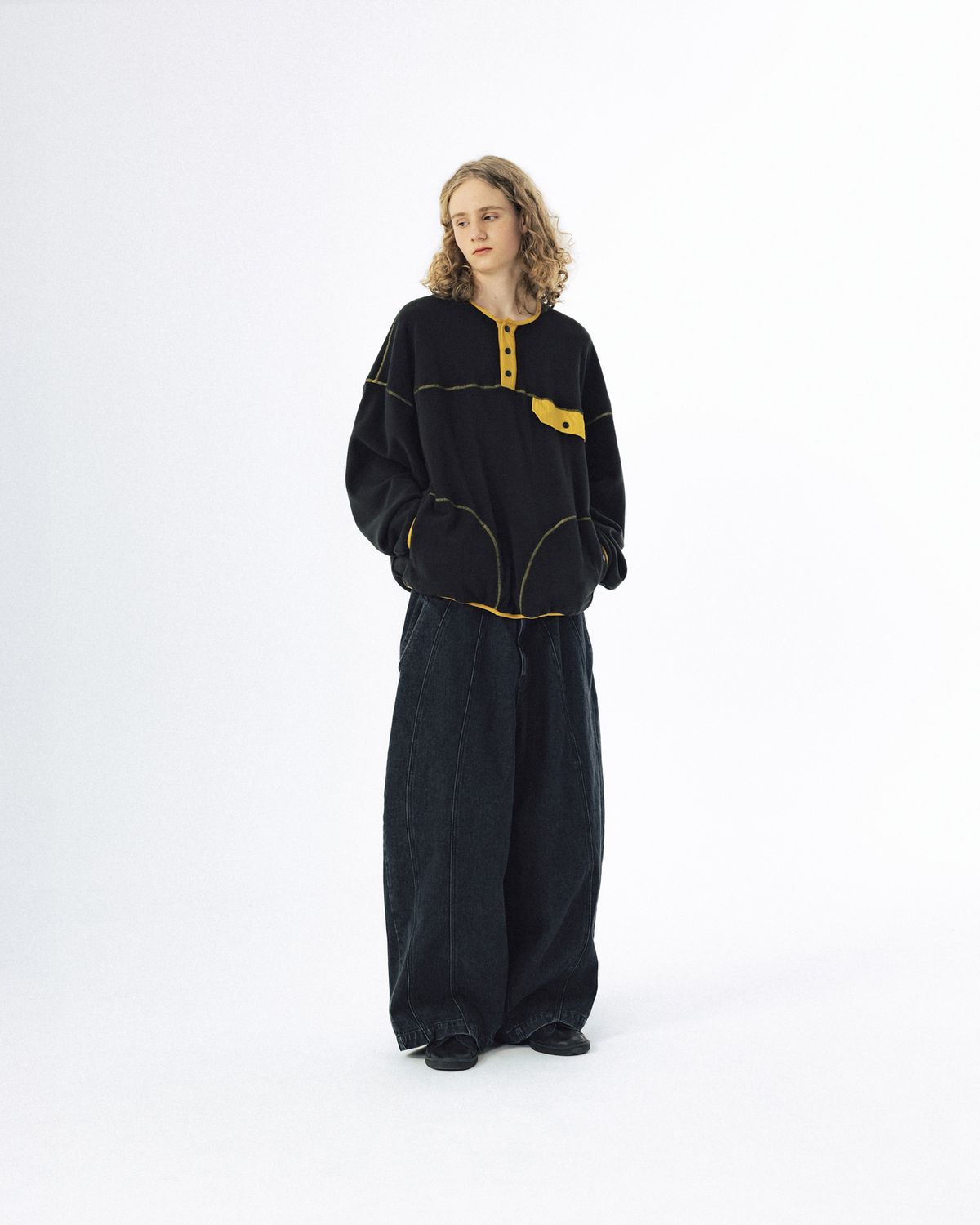 앵글런(ANGLAN) Balloon Iconic Denim Pants - Washed Black