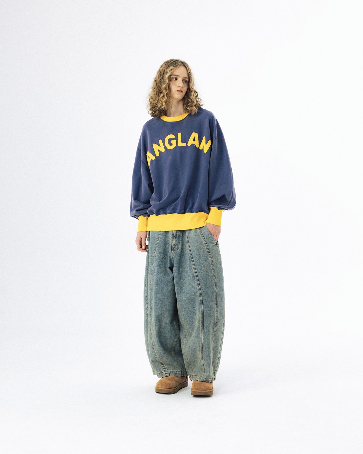 앵글런(ANGLAN) Balloon Iconic Denim Pants - Washed Blue