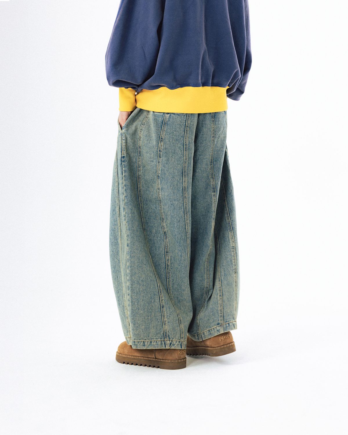 앵글런(ANGLAN) Balloon Iconic Denim Pants - Washed Blue