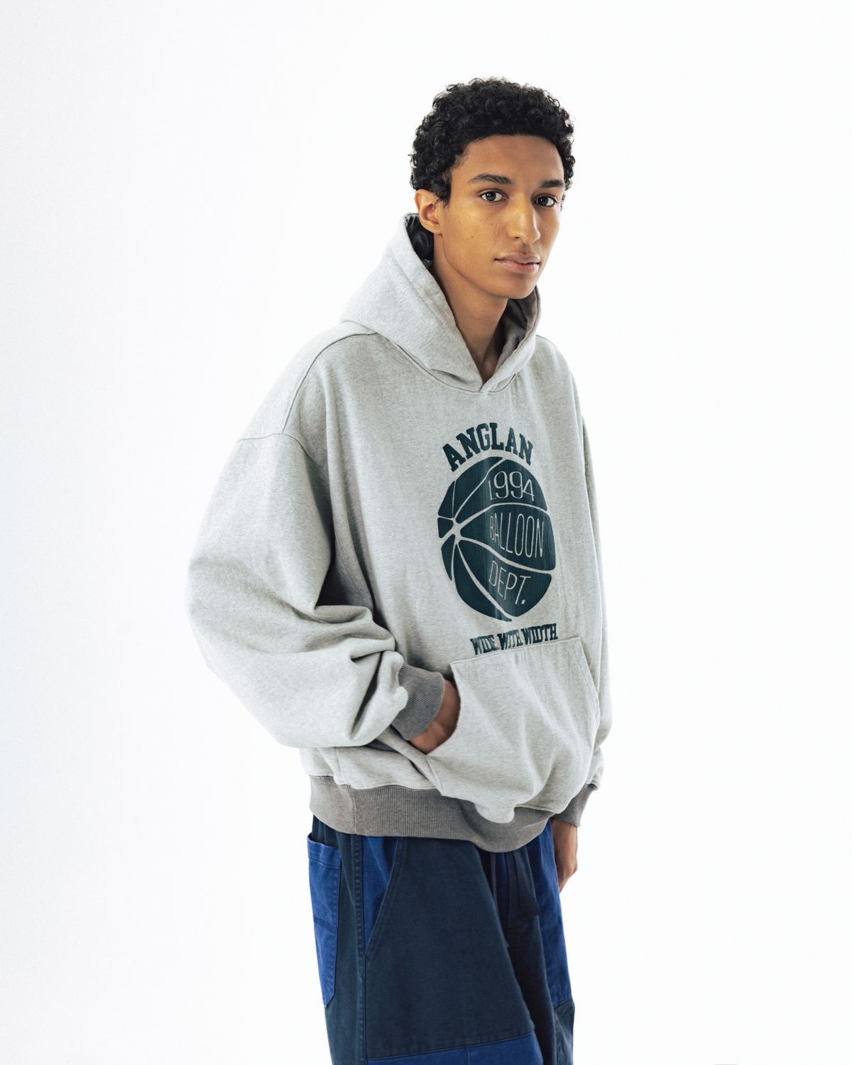 앵글런(ANGLAN) College Graphic Hoodie - Melange Grey
