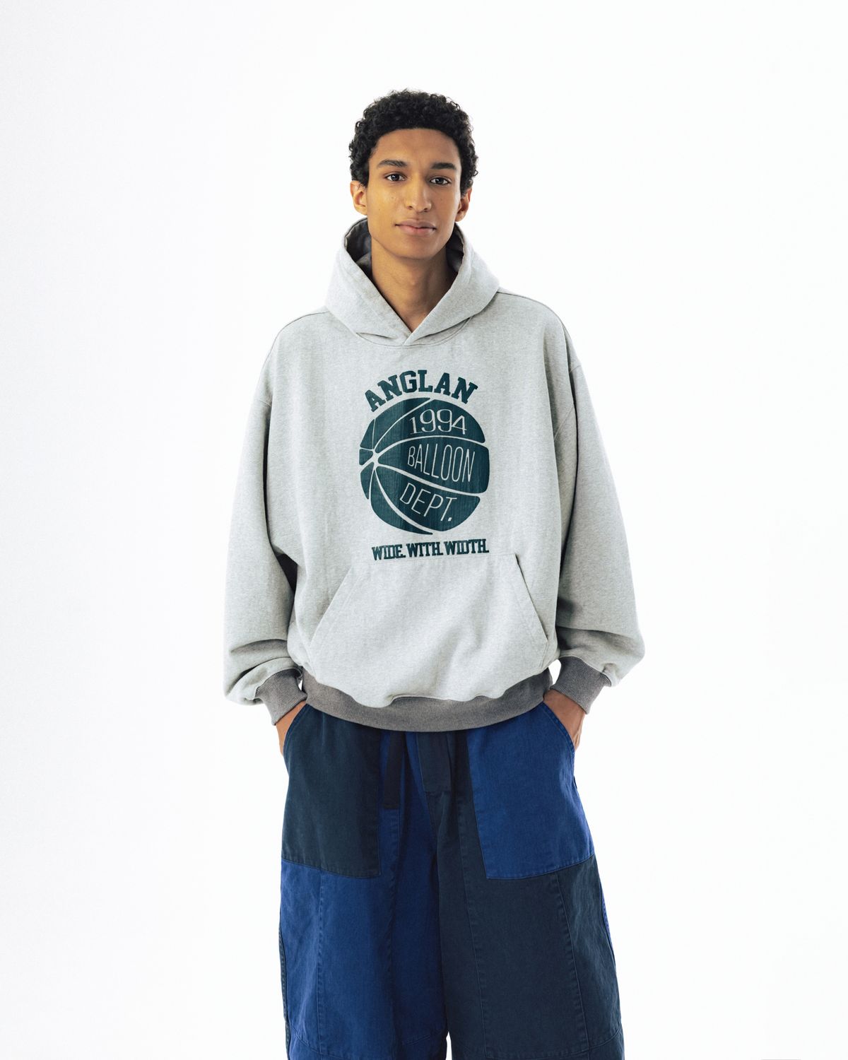 앵글런(ANGLAN) College Graphic Hoodie - Melange Grey