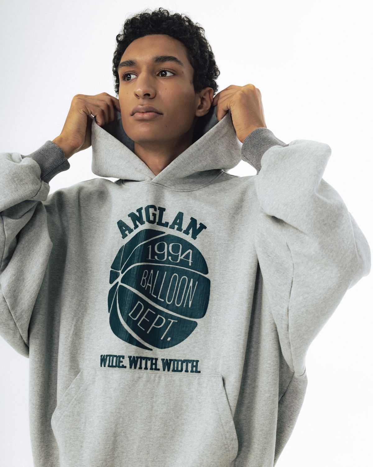 앵글런(ANGLAN) College Graphic Hoodie - Melange Grey