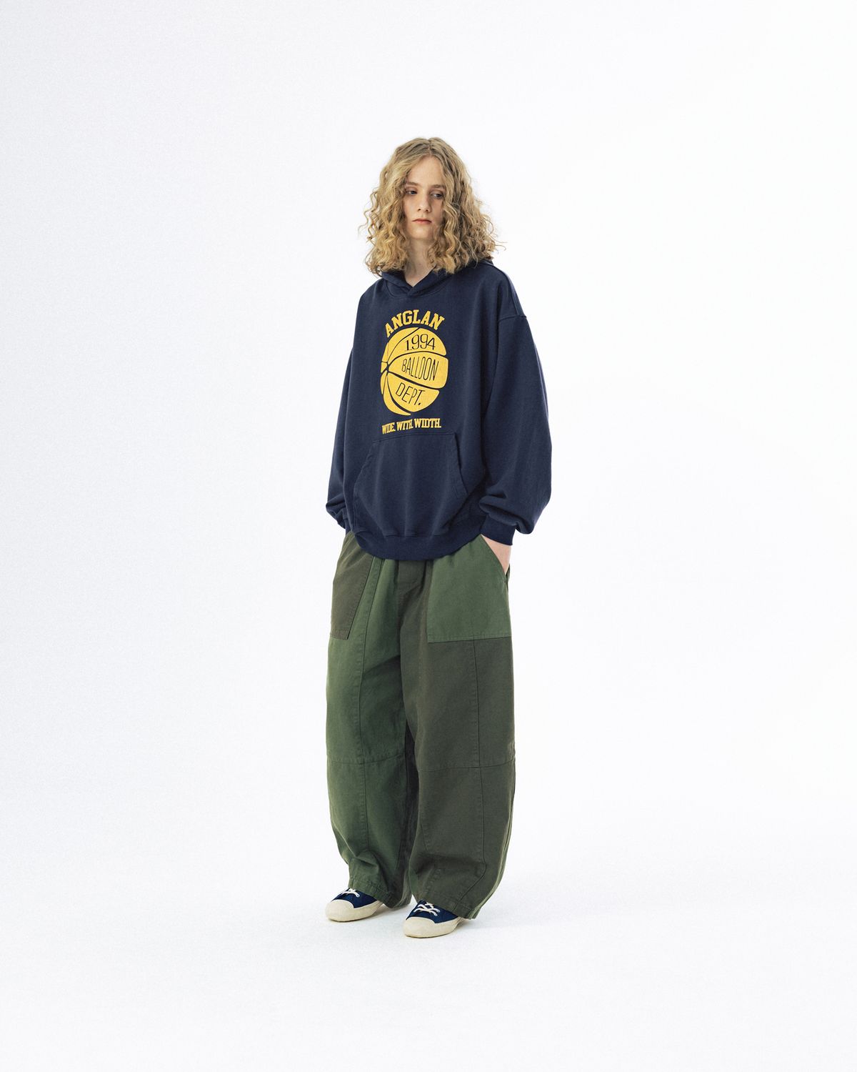 앵글런(ANGLAN) College Graphic Hoodie - Navy