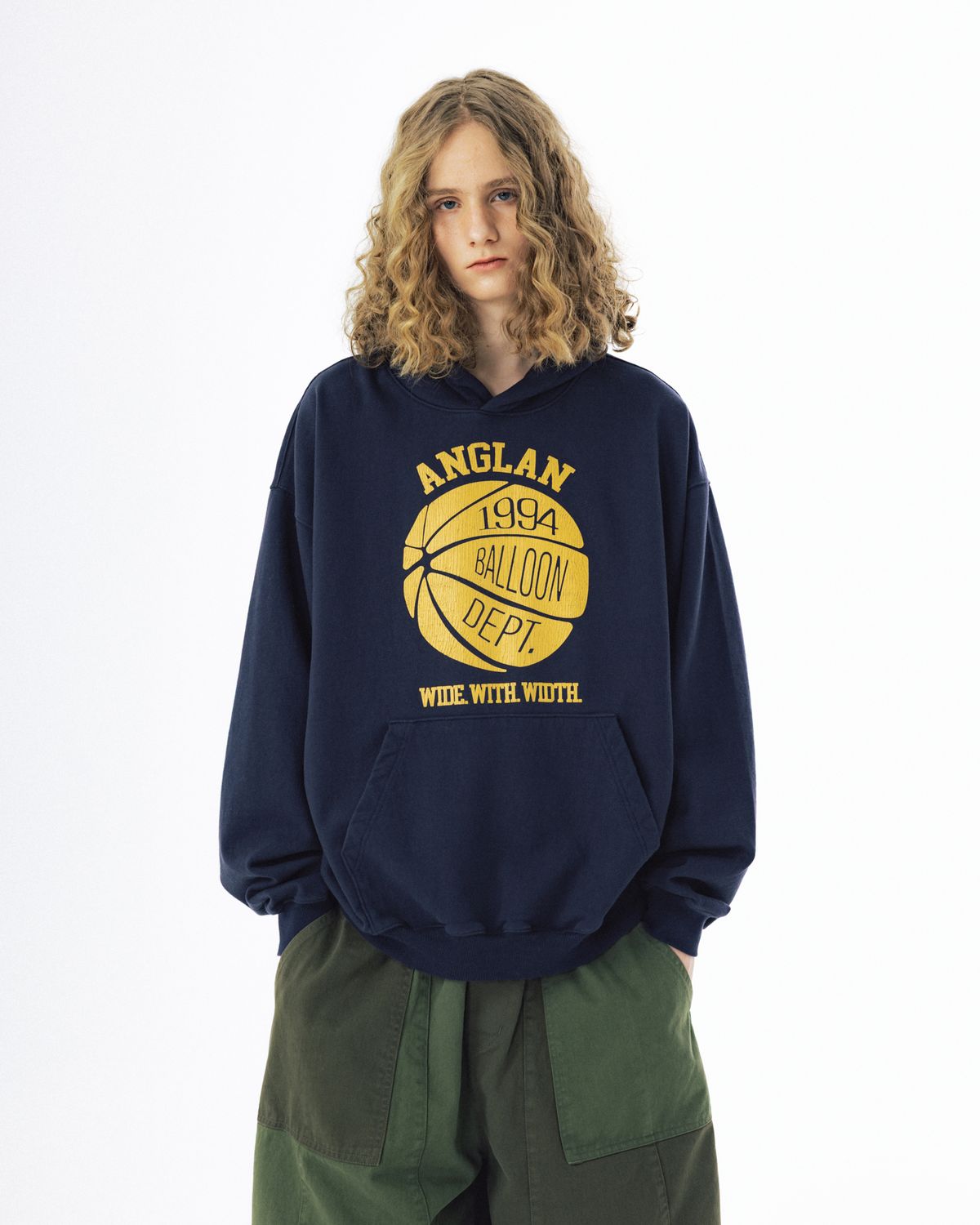 앵글런(ANGLAN) College Graphic Hoodie - Navy