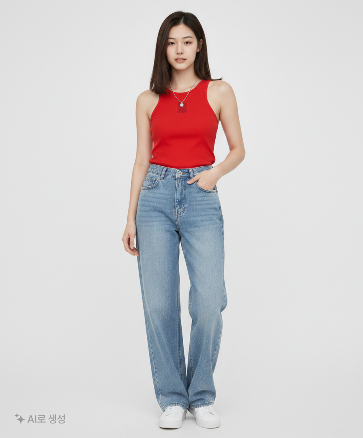 쓰리투에이티(THREE TO EIGHTY) LETTERING GRAPHIC SLEEVELESS (RED) FREE