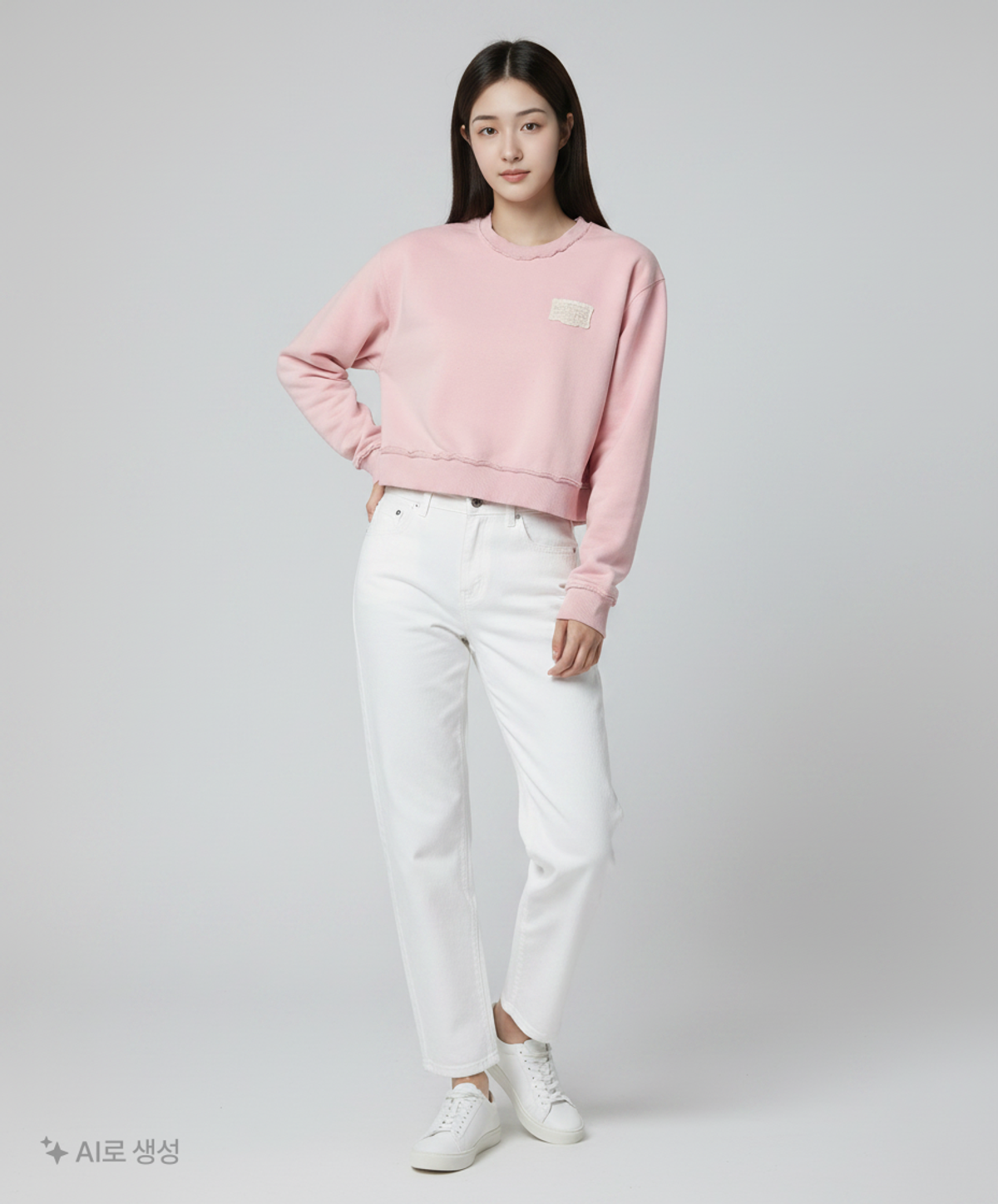 마리떼 프랑소와 저버(MARITHÉ + FRANҪOIS GIRBAUD) W CROP CLASSIC LOGO DENIM PATCH SWEATSHIRT dark pink M