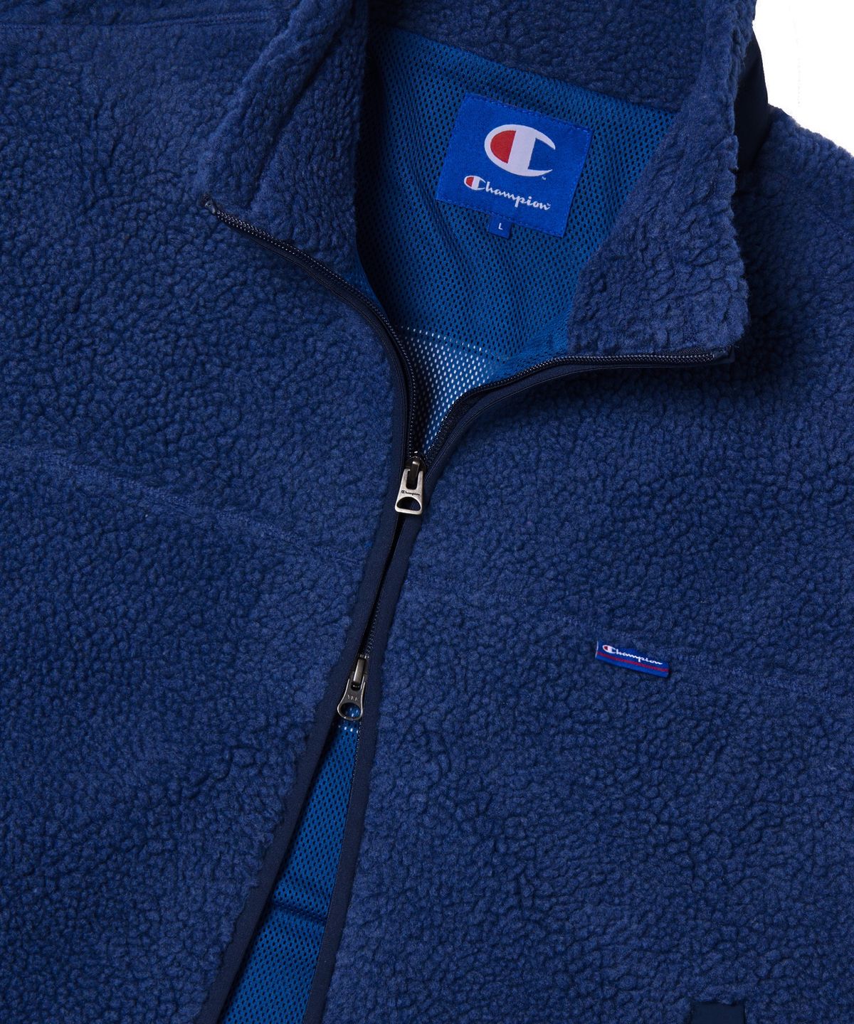 챔피온(CHAMPION) 아플리케 빅 로고 플리스 재킷 Blue