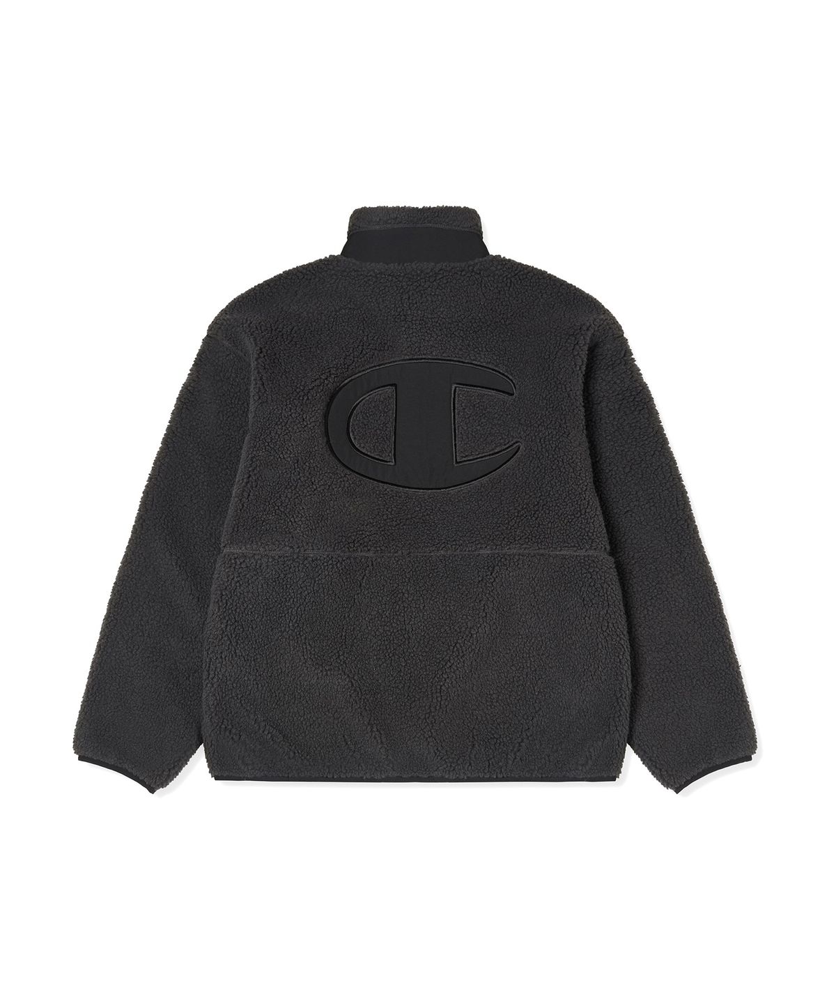 챔피온(CHAMPION) 아플리케 빅 로고 플리스 재킷 Charcoal