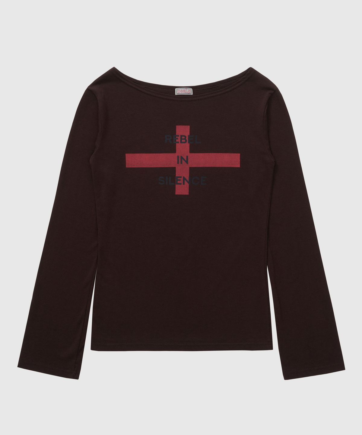 필프(PEALP) REBEL IN SILENCE BOAT NECK T-SHIRT 63 (BROWN)