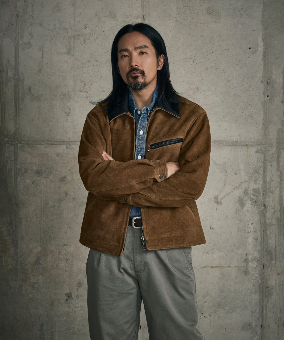 에스피오나지(ESPIONAGE) Suede Leather Single Jacket Camel