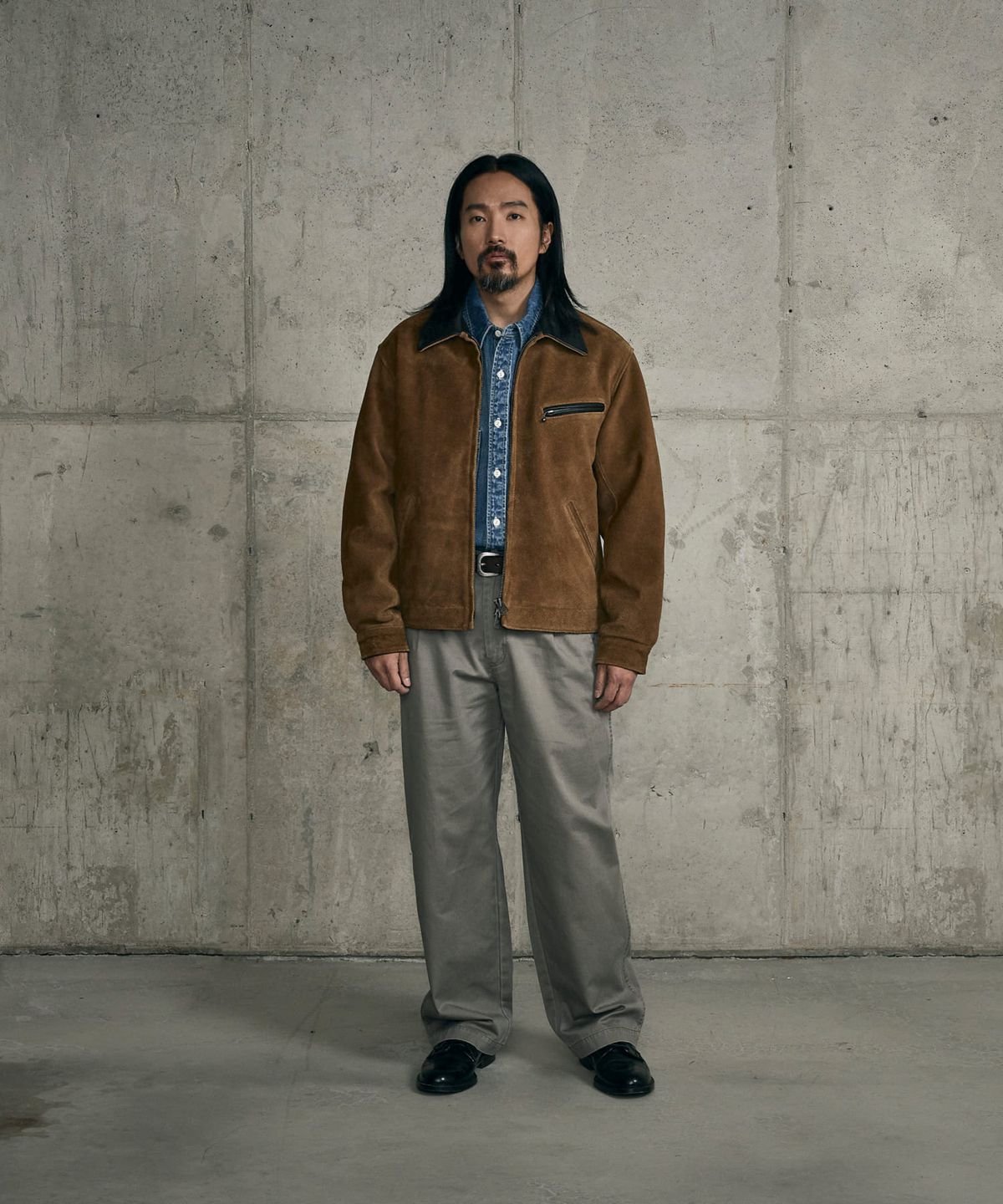 에스피오나지(ESPIONAGE) Suede Leather Single Jacket Camel