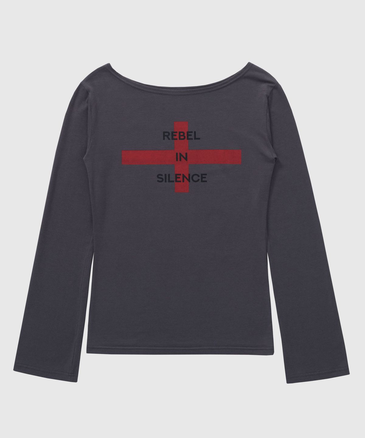 필프(PEALP) REBEL IN SILENCE BOAT NECK T-SHIRT 63 (CHARCOAL)