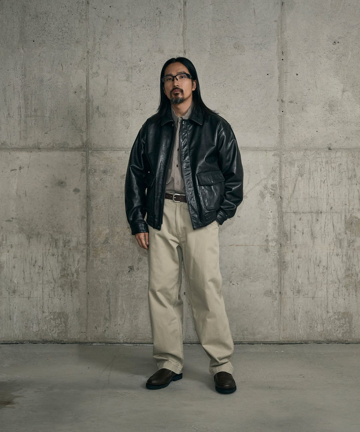 에스피오나지(ESPIONAGE) Buffalo Leather A-2 Jacket Black