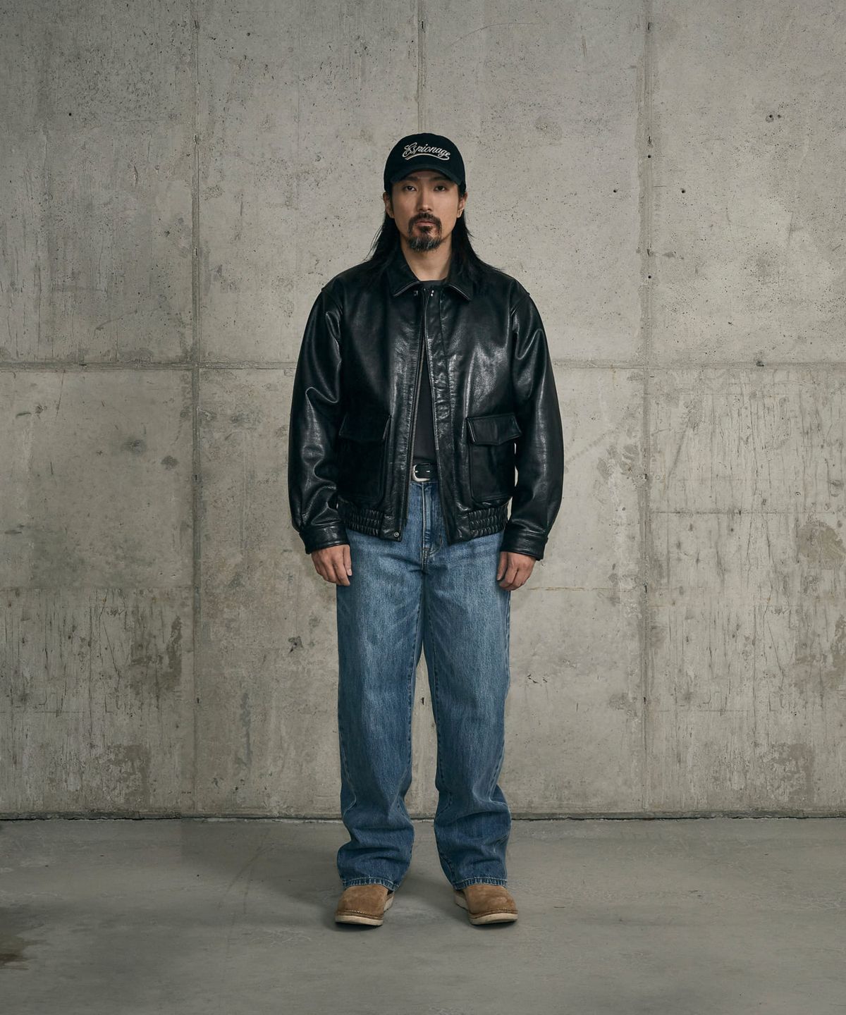 에스피오나지(ESPIONAGE) Buffalo Leather A-2 Jacket Black