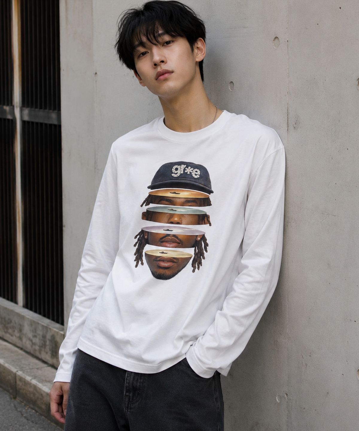 그레이버 오디너리(GRAVER ORDINARY) [ODNR UNISEX]Face Grae 롱슬리브 긴팔티셔츠_White